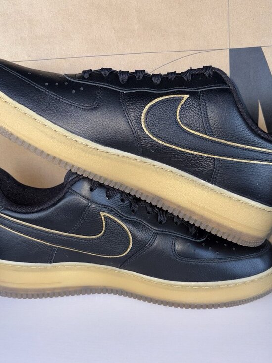 NEW Nike Air Force 1 Low By You HF0659-900 Leather Black Gold Gum Mens Size 13 main image 6